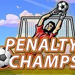 Portero atajando un balón de fútbol frente a una portería, con el texto Penalty Champs 21 en primer plano
