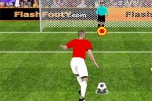 Jugador se prepara para patear un penal frente a un portero en un campo de fútbol