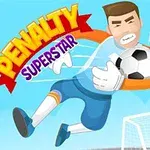 Un portero animado se lanza para atrapar un balón de fútbol frente a una portería con las palabras Penalty Superstar en la esquina superior izquierda