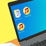 Una computadora portátil con íconos de archivos y papelera de reciclaje en el escritorio