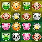 Iconos de caras de animales como ranas, leones, ovejas, pandas, águilas, y cerditos en una cuadrícula colorida y ordenada