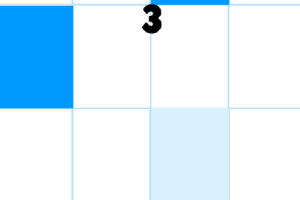 Cuadrícula blanca y azul con un número negro 3 en la parte superior central