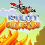 Avión de carga volando sobre un bosque en llamas con el texto Pilot Heroes