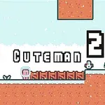 Pantalla de inicio de un videojuego retro con un personaje rosa en un paisaje pixelado