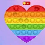 Corazón multicolor de burbujas estilo arcoíris sobre un fondo degradado