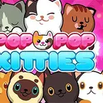 Ilustración de ocho gatitos adorables con expresiones sonrientes sobre un fondo rosa brillante