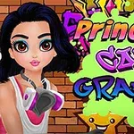 Mujer con cabello oscuro y mascarilla de pintura frente a un fondo de graffiti colorido sobre un muro de ladrillo