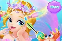 A la encantadora princesa le gustan los vestidos y el maquillaje hermosos