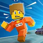 Personaje con traje naranja corriendo sobre un camino mientras es perseguido por un coche de policía