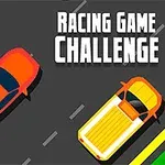 Dos autos de colores naranja y amarillo en una carretera con texto que dice Racing Game Challenge