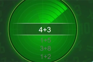 Pantalla verde de radar con ecuaciones matemáticas simples en el centro