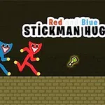 Dos personajes de colores azul y rojo corriendo hacia una puerta de arco con una llave dorada en el centro