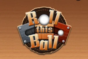 Logotipo con la frase Roll this Ball sobre un fondo de madera, con elementos metálicos y texturas de madera