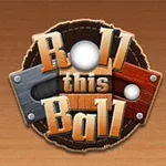 Logotipo con la frase Roll this Ball sobre un fondo de madera, con elementos metálicos y texturas de madera