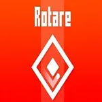 Fondo rojo degradado con un rombo blanco y la palabra Rotare en la parte superior