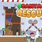 Santa Claus rodeado de regalos y figuras invernales en un escenario nevado con decoraciones navideñas
