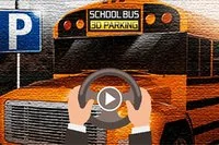 Juego de estacionamiento de autobuses escolares 3D con estilo antiguo y diez