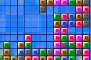 Cuadrados de colores brillantes organizados en una cuadrícula sobre un fondo azul