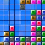 Cuadrados de colores brillantes organizados en una cuadrícula sobre un fondo azul