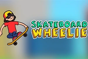 Persona con camiseta roja y gorra amarilla haciendo una acrobacia en una patineta, con texto en letras coloridas