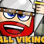 Caricatura de un vikingo con casco y barba roja sonriendo, con el texto Small Viking abajo
