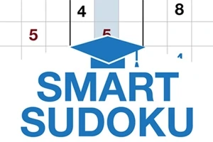 Graduación azul sobre la palabra Smart Sudoku con números de fondo