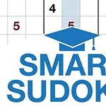 Graduación azul sobre la palabra Smart Sudoku con números de fondo