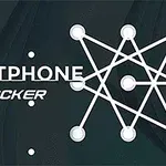 Texto Smartphone Cracker junto a un patrón de puntos conectados por líneas blancas sobre un fondo oscuro