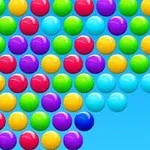 Burbujas de colores diferentes alineadas sobre un fondo azul