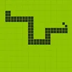 Serpiente pixelada negra en una pantalla verde cuadrícula