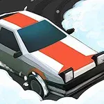Auto deportivo antiguo con faros levantados derrapando en la nieve
