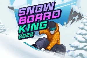 Persona con chaqueta naranja haciendo snowboarding en una montaña nevada, con árboles y montañas al fondo