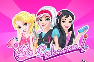 Tres chicas animadas con herramientas de belleza posando sobre un fondo rosa brillante