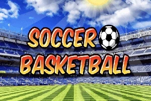 Texto Soccer Basketball en un estadio con cielo azul y soleado
