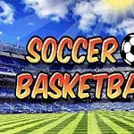 Texto Soccer Basketball en un estadio con cielo azul y soleado