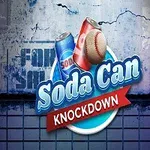 Latas de refresco y una pelota de béisbol sobre un fondo de graffiti desgastado con el texto Soda Can Knockdown