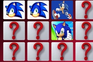Cuadricula con imágenes de un personaje azul y signos de interrogación