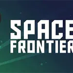 Cohete despegando hacia el espacio con texto Space Frontier al lado
