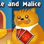 Gato grande con cartas, un ratón y un trozo de queso cerca de su agujero