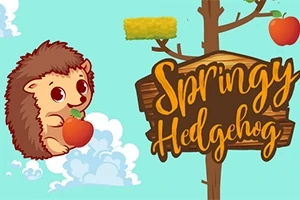 Erizo caricaturesco sosteniendo una manzana junto a un cartel en un árbol
