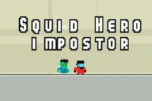 Dos personajes pixelados, uno verde y otro rojo, con texto en estilo retro