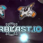 Dos naves espaciales flotando en el espacio, acompañadas del texto STARBLAST