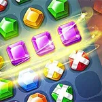 Colores brillantes y atractivos patrones de gemas en una cuadrícula con efectos de luz giratorios