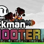 Personaje stickman disparando un arma con el texto Stickman Shooter