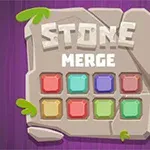 Piedra con letras y cuadrados de colores sobre fondo morado