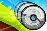 Stone Wheel es un juego divertido donde controlas una gran rueda rodante a