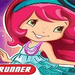 Una ilustración de una chica animada con cabello rosa, vestido azul y un sombrero de copa negra, rodeada de un fondo estrellado púrpura