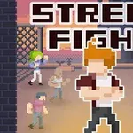 Personajes pixelados en una calle con la palabra Street Fight encima