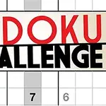 Texto Sudoku Challenge en colores rojo y negro sobre un fondo de cuadrícula con números