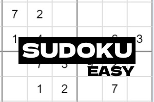 Cuadrícula numérica con casillas parcialmente llenas y la palabra Sudoku Easy en el centro